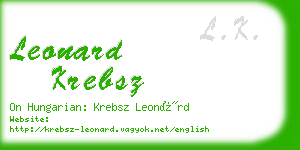leonard krebsz business card